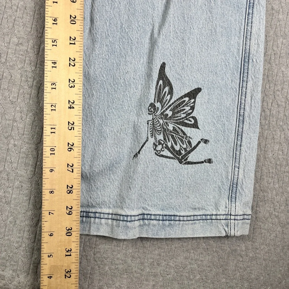 Hot Topic Skeleton Fairy Jeans Women 1/26x30 Light Blue Wide Leg Goth Fairycore